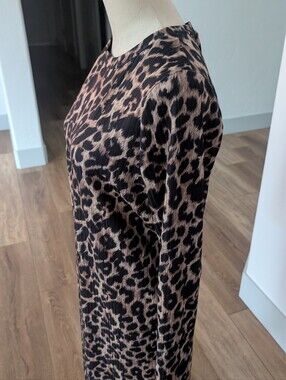 New Look Brown and Black Leopard Print Long Sleeve Dress